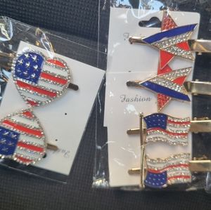 Rhinestone patriotic hair clips.